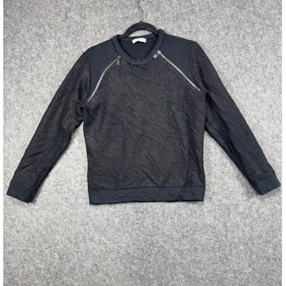 Versace Collection Mens M Black Textured Zip Shoulder Sweatshirt Pullover